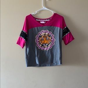 Pink and gray crop top